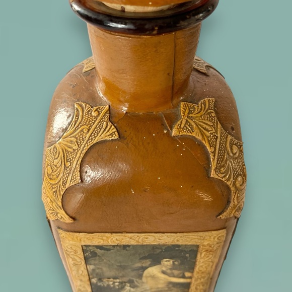 Vintage Leather Wrapped Decanter Made in Spain - Picture 6 of 11